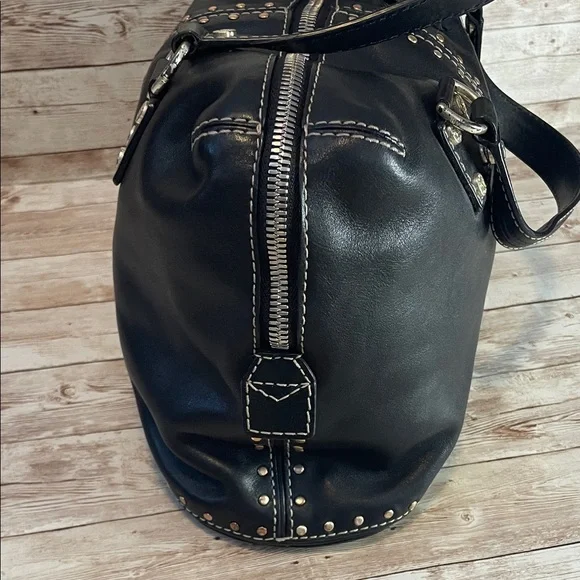 MICHAEL Michael Kors Astor Black Satchel with Silver Accents - Picture 5 of 15